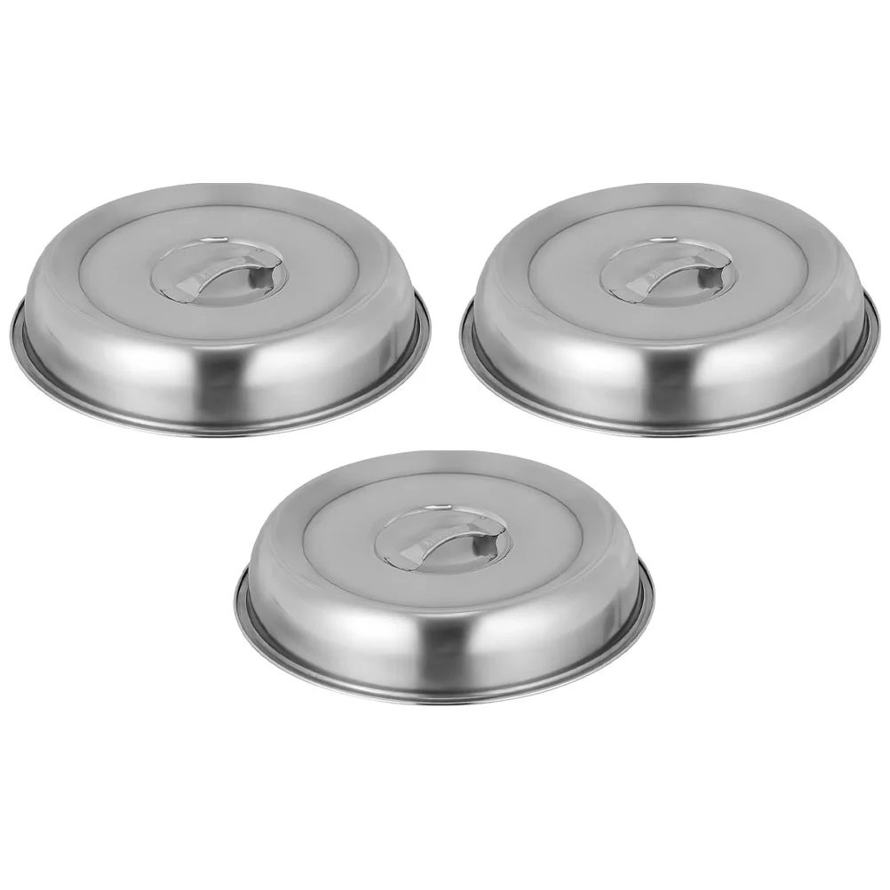 

3 Pcs Stainless Steel Dish Cover Sandwich Round Hamburgers Buns Kitchen Food Dome Protective