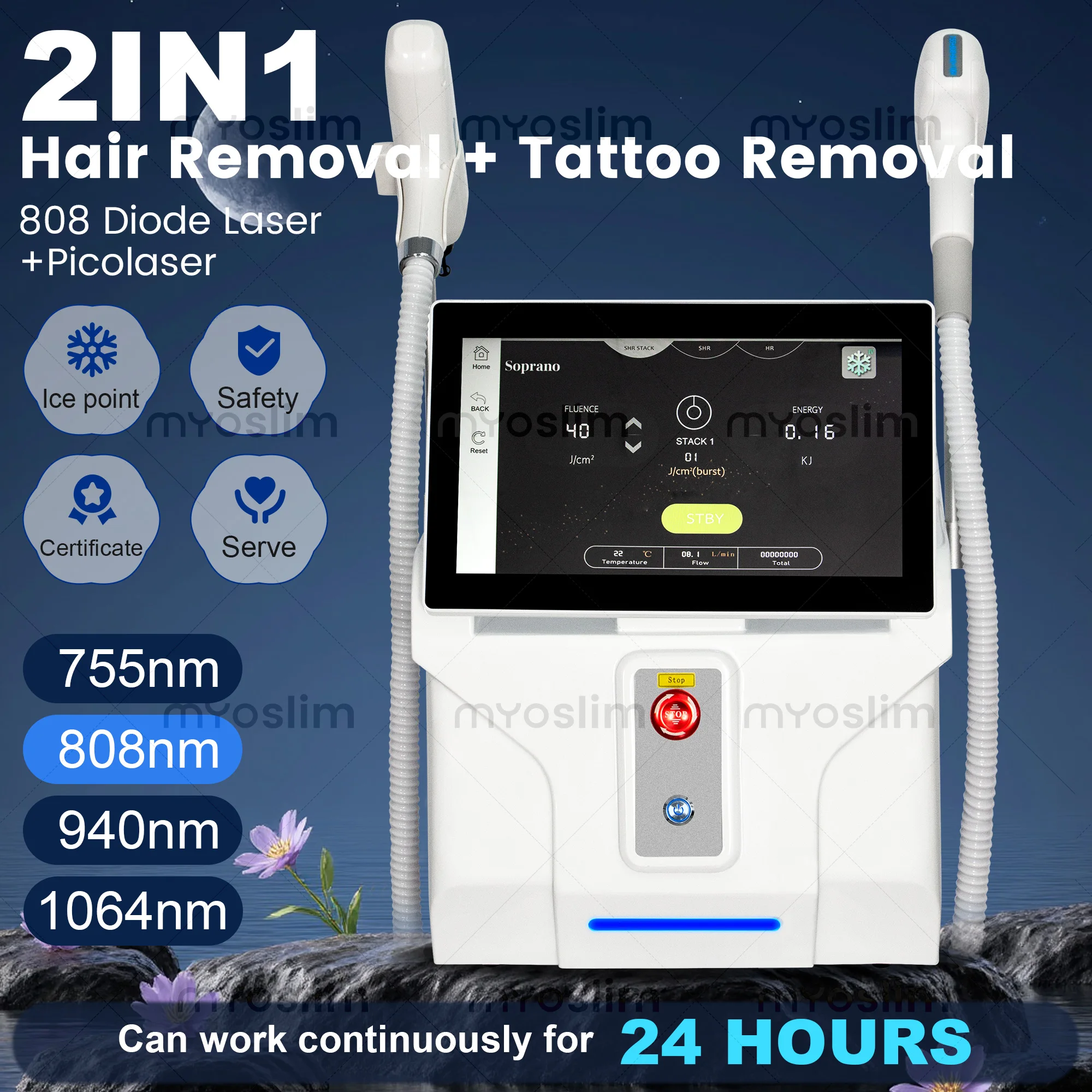 5000W 2 IN 1 Professional 4 Wave 808 Diode Laser FAC Permanent Painless Hair Removal Picosecond Laser Tattoo Removal Machine 1