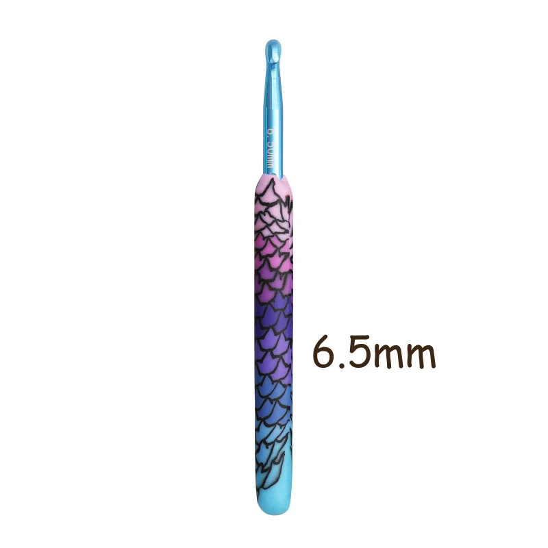 Hot 1 pcs Purple Mermaid Crochet Hook Aluminum Head DIY Handmade Craft Yarn Crochet Needle Crochet Supplies 2.25mm-8.0mm