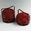 Portable Chinese Style Double-Layer Bamboo Basket Wedding Gift Fruit Basket  Decorative Food Storage Handcrafted Gift Box 2
