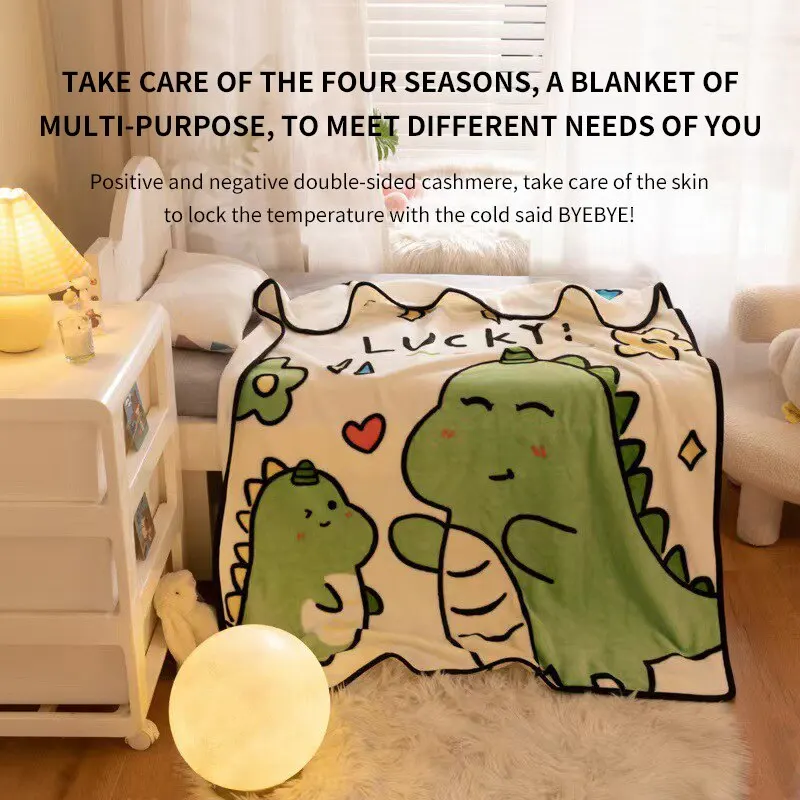Cartoon Dinosaur Pattern Blanket Summer Nap Baby Blanket Soft And Comfortable Fabric Air Conditioning Quilt 100*104CM 1 PCS baby blanket
