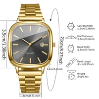 Fashion Square Men Business Watches Analog Calendar Quartz Watch for Mens Clock Reloj Hombre（Without Box） 6