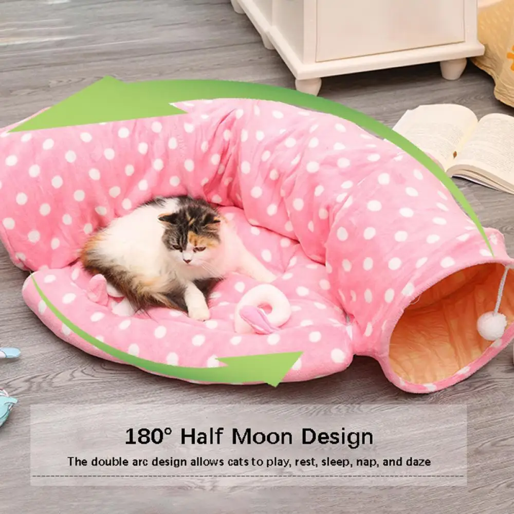 

2 In1 Cat Tunnel Toy Collapsible Cat Nest Kitten Bed Tunnels Interactive Play Toy Indoor Tent for Cat Exercising Pet Accessories