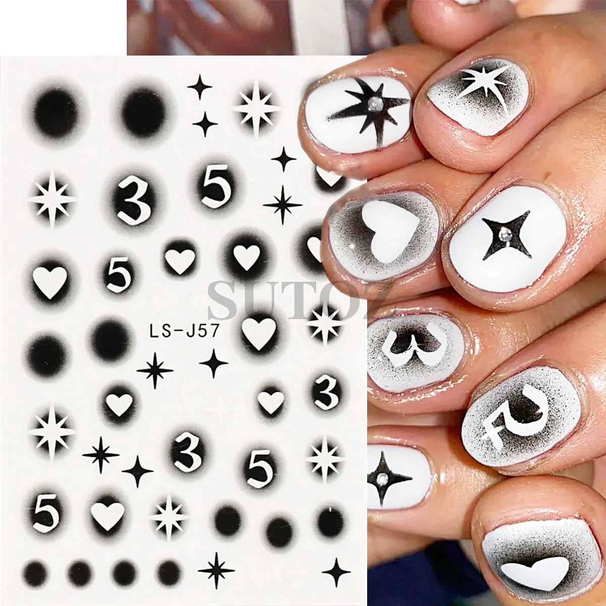 10 Sheets Airbrush Nail Stencils Stickers for Nail Art, 3D Self-Adhesive  Butterfly Heart Snowflake French Design Hollow Printing Template Stencil  Nail