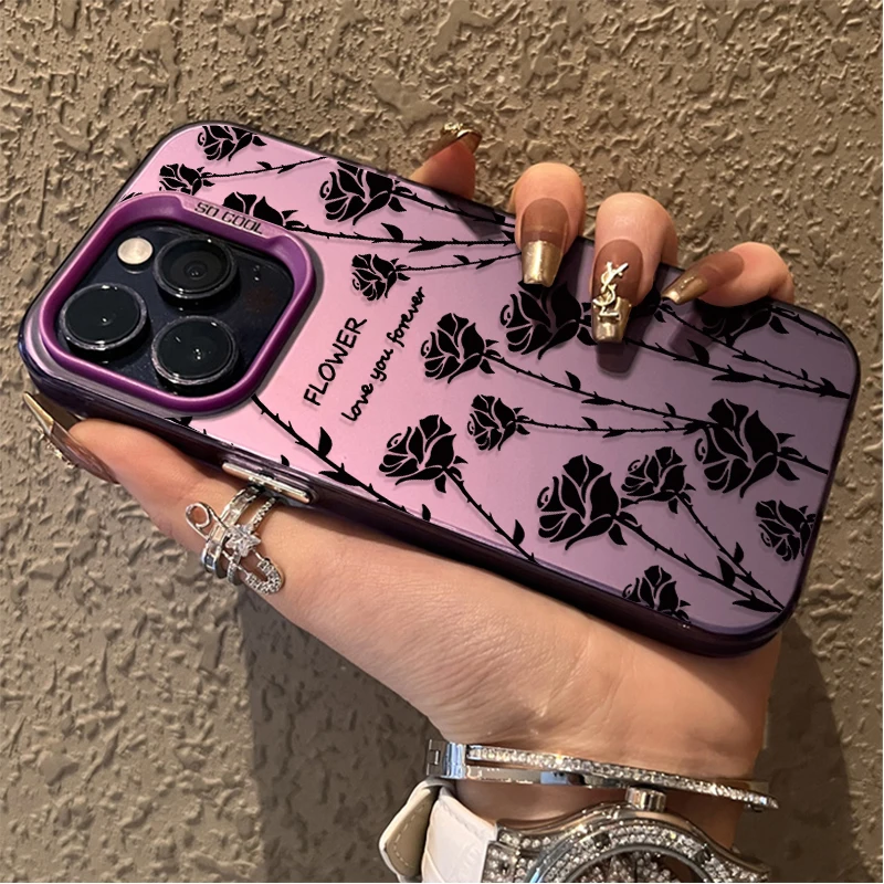 Retro Art Black Rose Hard Phone Case