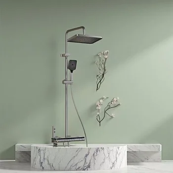 ชุดฝักบัวอุณหภูมิคงที่อัจฉริยะพร้อมตัวเครื่องทองแดง 59 ความแม่นยำ 4 ฟังก์ชั่นสำหรับการจ่ายน้ำและการเพิ่มแรงดันอากาศ 1