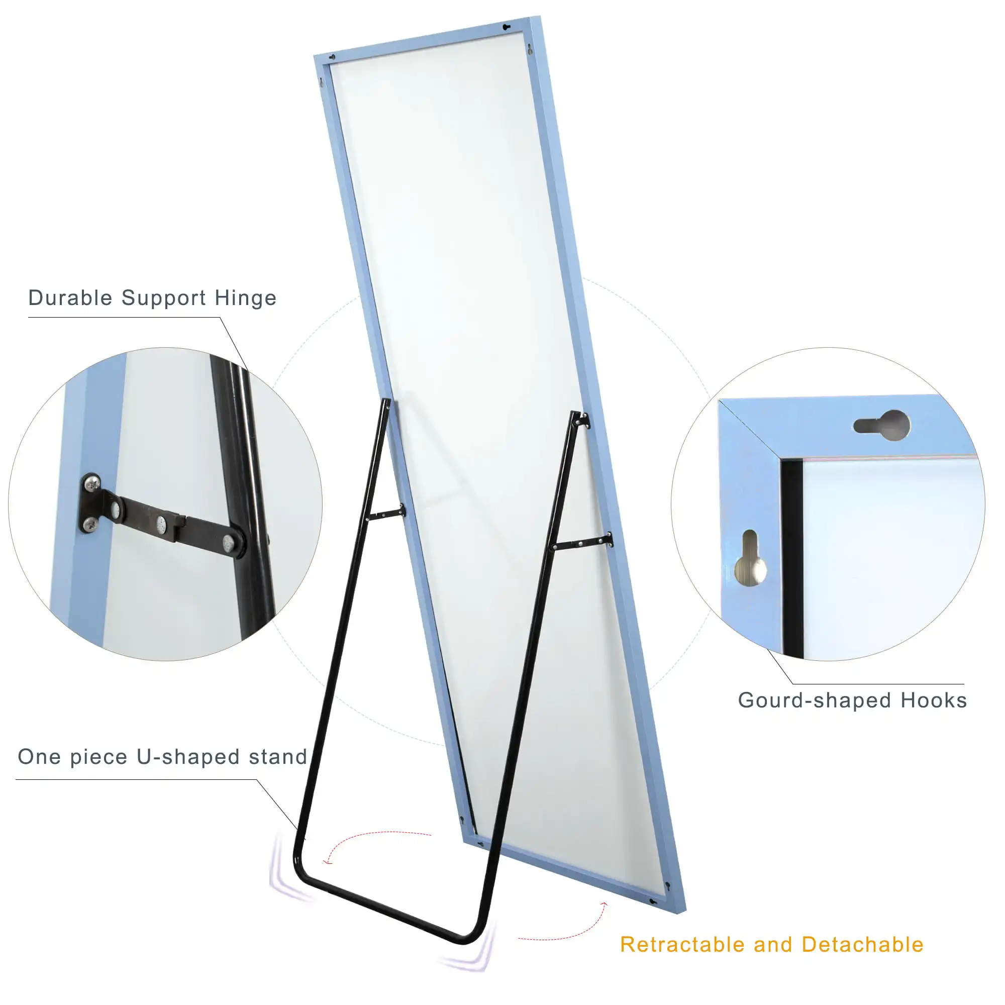 NeuType Full Length Rectangular Standing Floor Mirror with Aluminum