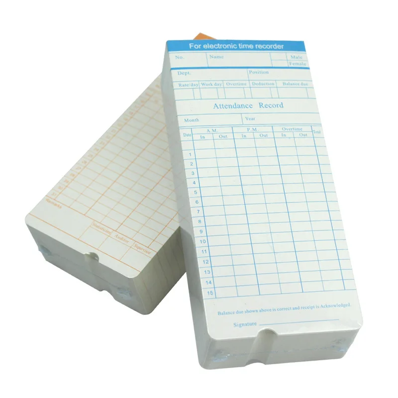 Xindabill 100 200 500pcs Time Cards Double-Sided Monthly Employee Attendance Time Clock Recorder Attendance Machine