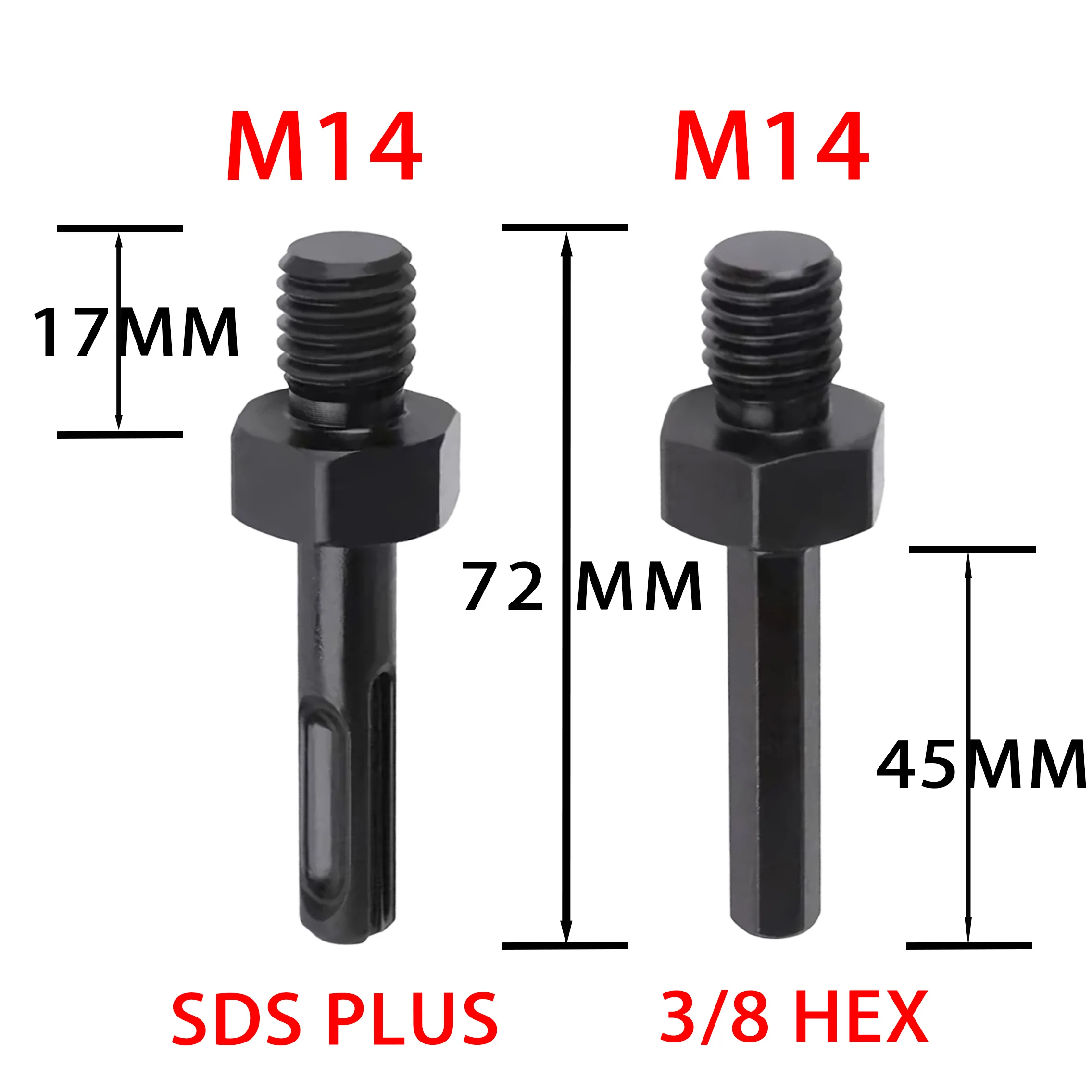 레이젠 M14 나사산에서 3/8 육각 SDS 플러스 샹크 어댑터로 변환, 다이아몬드 코어 비트 홀쏘에 적합하며 해머 전동 드릴에 장착 가능