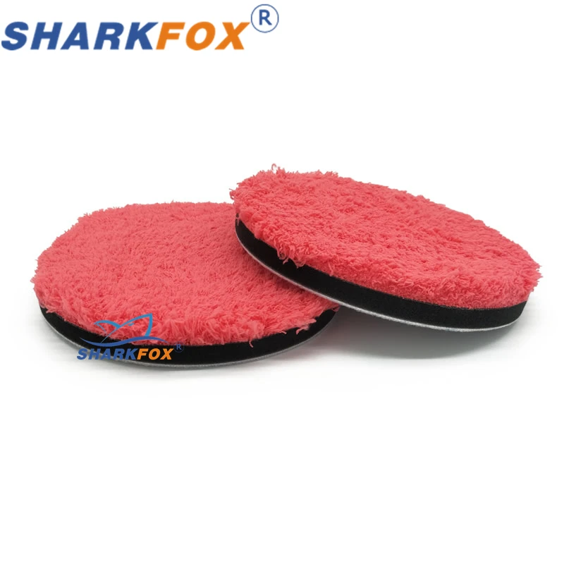 Sharkfox 3/4/5/6/7 인치 마이크로 화이버 폴리싱 패드 교체 가능한 버핑 휠 패드 DA/RO 폴리 셔 용 자동차 왁싱 패드 자세히