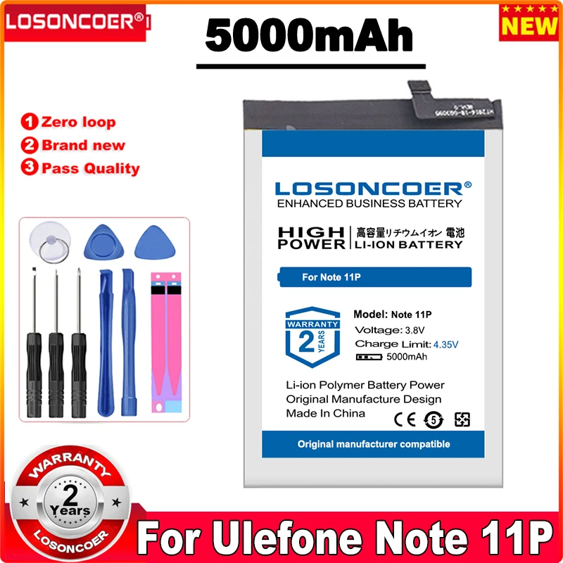 

LOSONCOER 5000mAh Mobile Phone Battery For Ulefone Note 11P