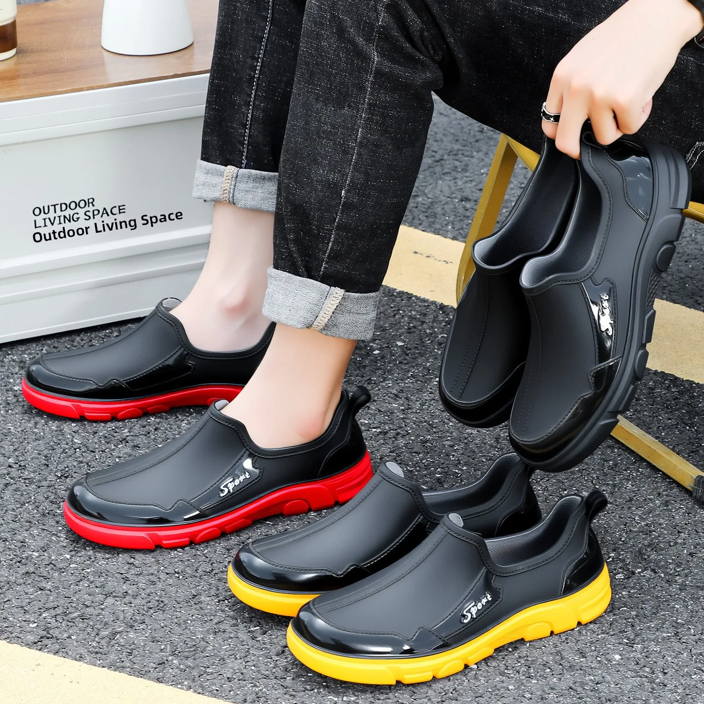 Bottes de pluie homme basse imperméables anti-dérapantes résistantes pour cuisine travail