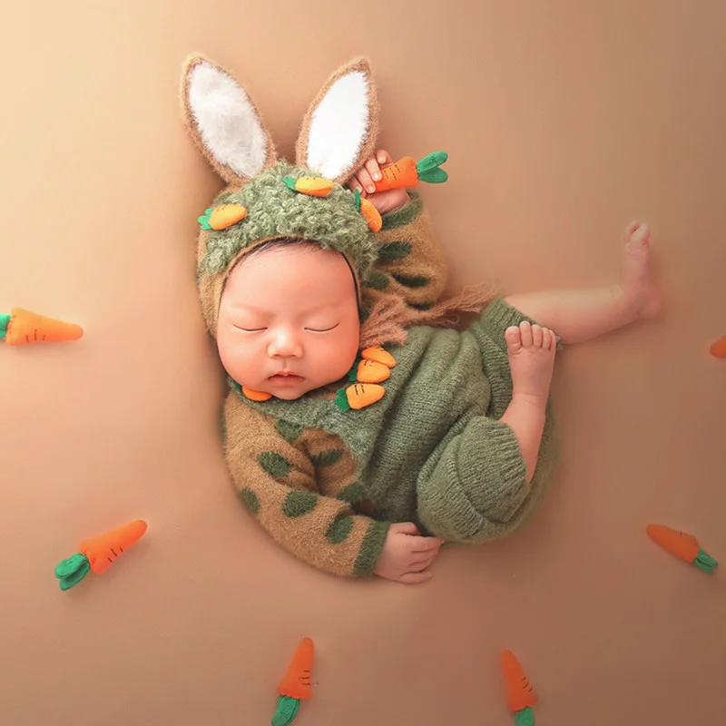 

Newborn Photography Clothing Rabbit Hat+Jumpsuit Suit Baby Boys Photo Prop Accessories Studio Infant Shoot Clothes Fotografia