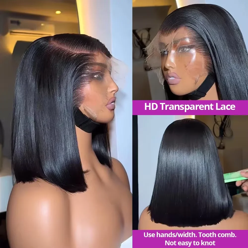 13x4 Straight Lace Frontal Bob Wig 4x4 Human Hair Wigs Brazilian Remy Bone Straight Short Bob Wig For Women 14 Inch
