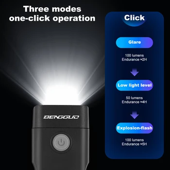 مصباح دراجة صغير قابل لإعادة الشحن USB ، مصباح مقود ، مصباح أمامي للدراجة ، مصباح إضاءة فائق السطوع ، مصباح طريق MTB ، مصباح أمامي ، 100 لومن ، 1-5 - Image 3