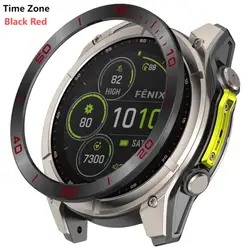 Stainless Steel Bezel Ring Cover for Garmin Tactix 8 - Durable Bumper Case Protector (T Black Red)