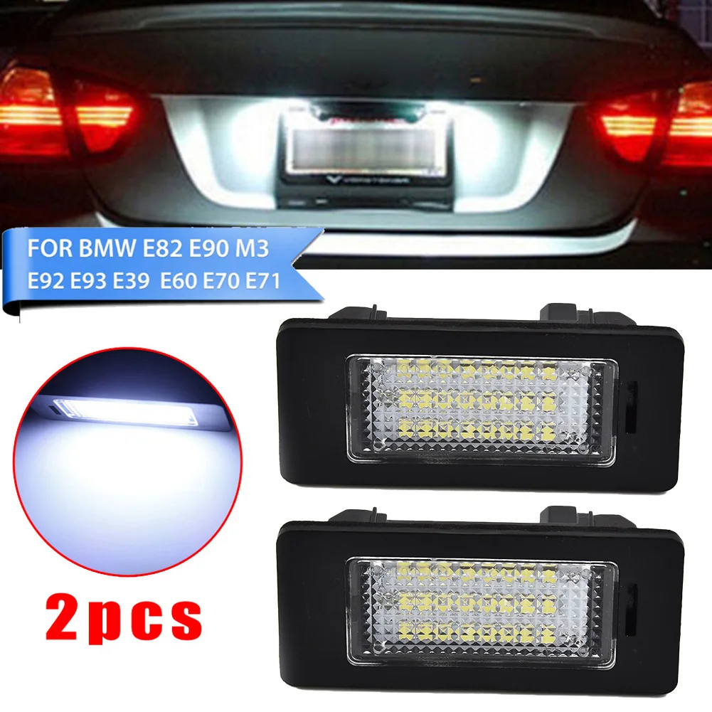 2Pcs Car LED License Plate Number Light For BMW E90 M3 E92 E70 E39 F30 E60 License Plate Lights Error Free License Plate Lamp