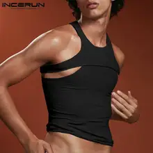 

Men Hot Sale Sleeveless Vests INCERUN Fashion Casual Style Waistcoat Male Knit All-match Solid Comfortable Tank Tops 2022 S-5XL