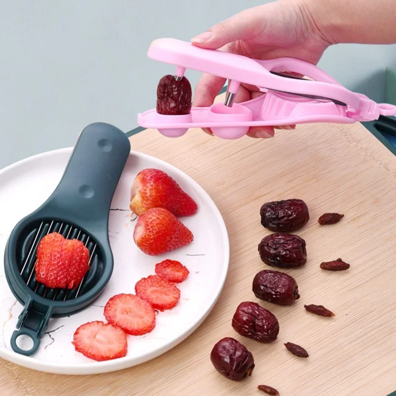 Strawberry Slicer Cutter  Corer  Huller Fruit Leaf Stem Remover Salad Cake Tools Kitchen Gadget Accessories