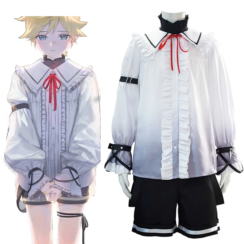 

Project Sekai Colorfl Stage Feat Kagamine Rin Len Cosplay Costume Men Complete Costumes Sets Top+Shorts Halloween Party Costume