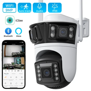 6K 12MP HD Three Screen WIFI IP Camera Outdoor Three Lens Camera Ai Human Detection Waterproof CCTV Video Security Camera iCsee 1
