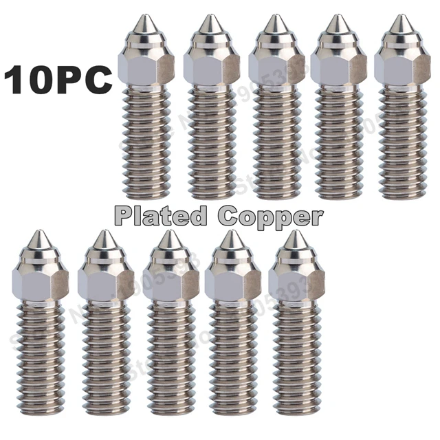 High-Speed Brass Plated Copper & Hardened Steel 3D Printer Nozzles