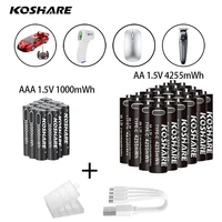 KOSHARE 1.5V AAA/AA 4255mWh1000mWh Rechargeable Battery USB Type-C Rechargeable Li-ion Battery For remote control +Type-C Cable 1