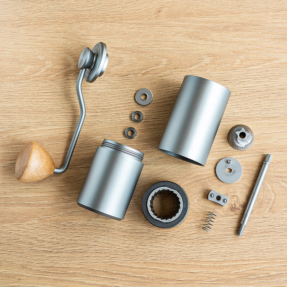 Manual Coffee Grinder Stainless Steel 5core Burr Inside Portable Hand Coffee Mill Grinder With Double Bearing Positioning