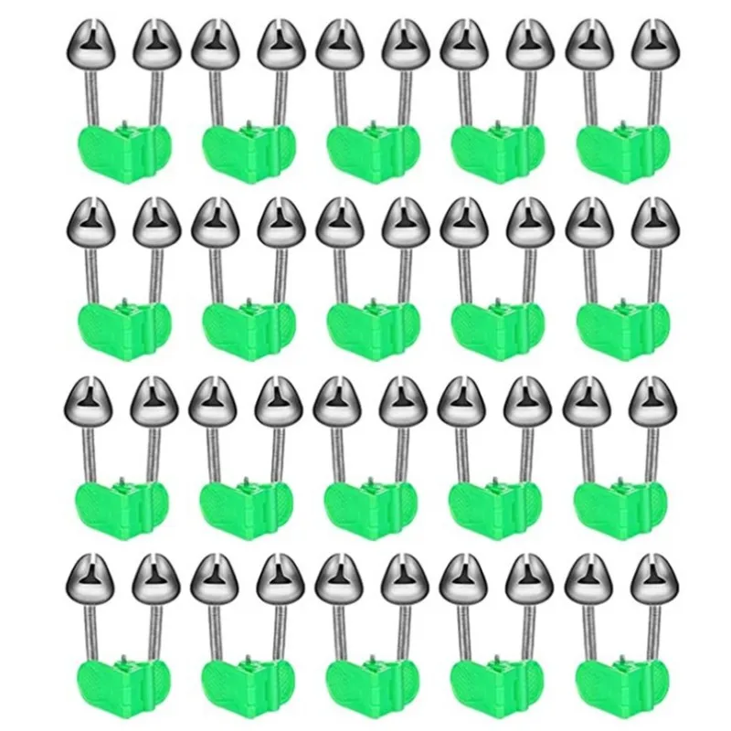 YUZHEDM 20 Piezas Avisador De Picada Pesca Campana De Pesca, Pesca Accesorios Diseño Con Clip Rosca Campanas Dobles Alarma Picada Verde Ideal Para Estanques Lagos Ríos Playas Arroyos Barcos Nocturna
