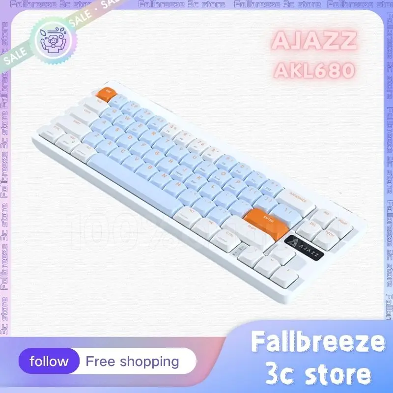 

Ajazz AKL680 Mechanical Keyboard Bluetooth Wireless Keyboards 2Mode Low Switch Profile Silent Keyboards Backlit Gamer Keyboards