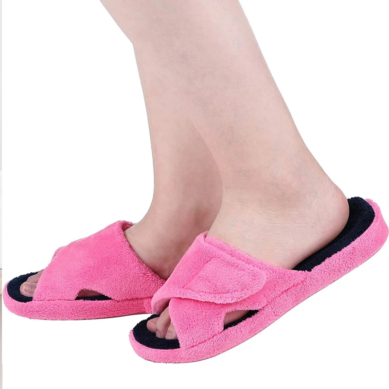 Pallene Cross Band Cotton Slippers Women Indoor Fuzzy Slippers For Ladies Non-slip Cozy Flats Slippers Open Toe House Slippers 2