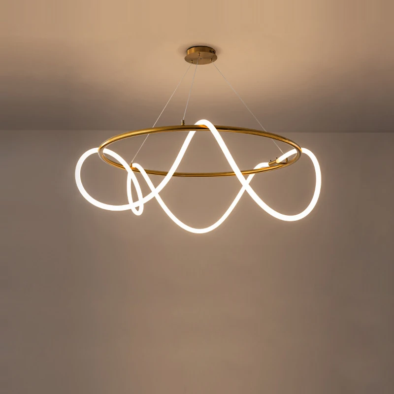 

Dimmable LED Golden Silver Minimalism Designer Hanging Lamps Suspension Luminaire Lampen Pendant Light For Dinning Room