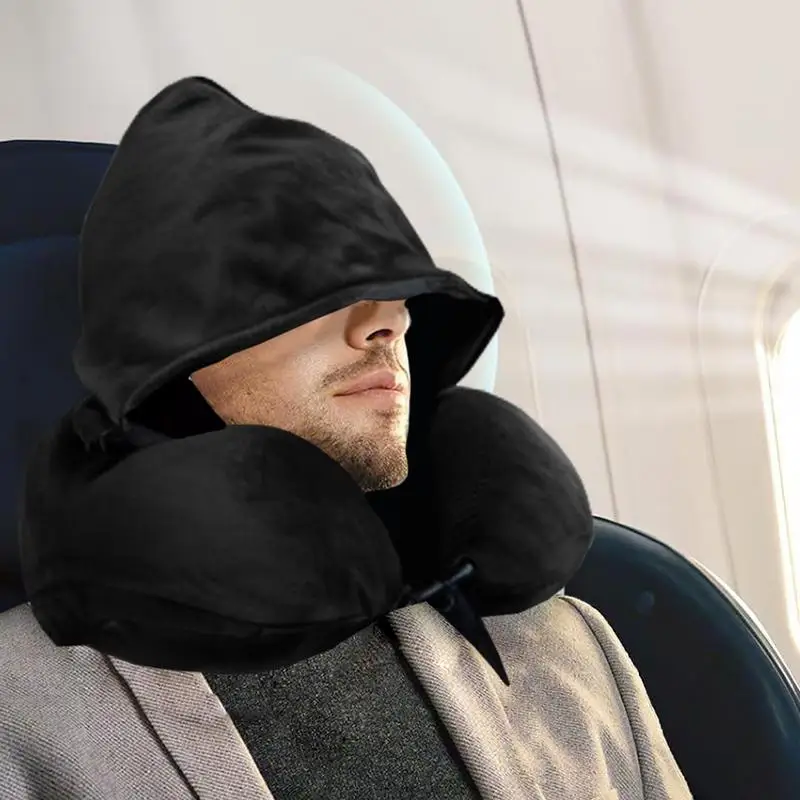 U-shaped Hoodie Pillow That You Stuff With Clothes Portable Travel Storage Bag Pillow Car Headrest Household Travel Neck Pillow 4