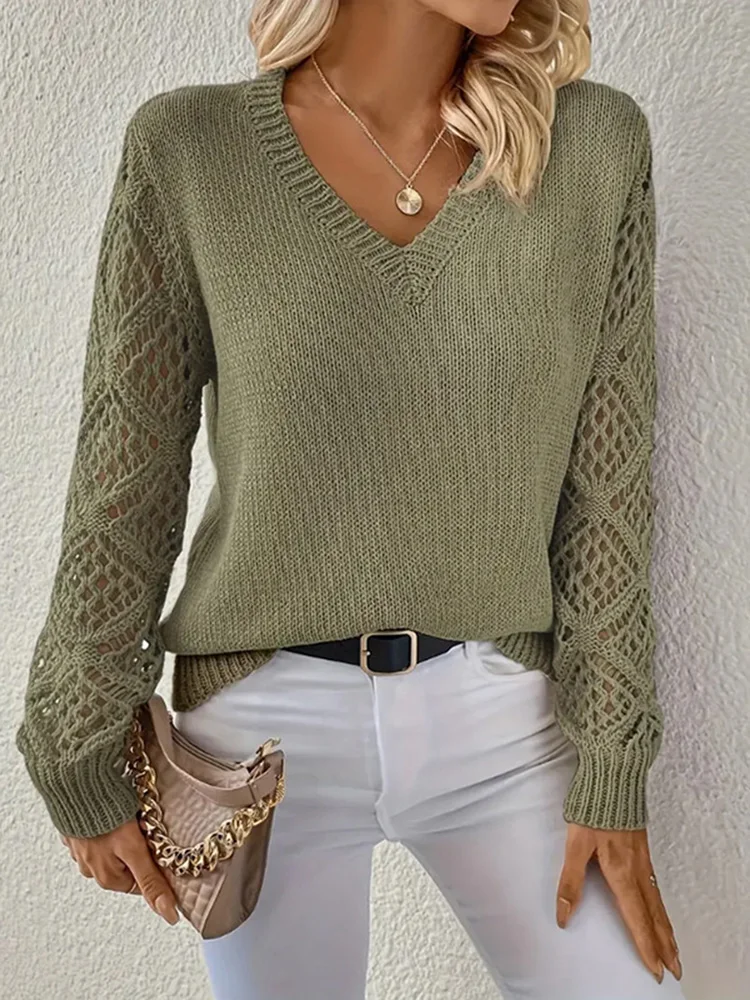 Autumn Winter Women knitted Pullovers New Fall V-neck Long Sleeve Warm Sweaters Casual Female Knitting Sweater