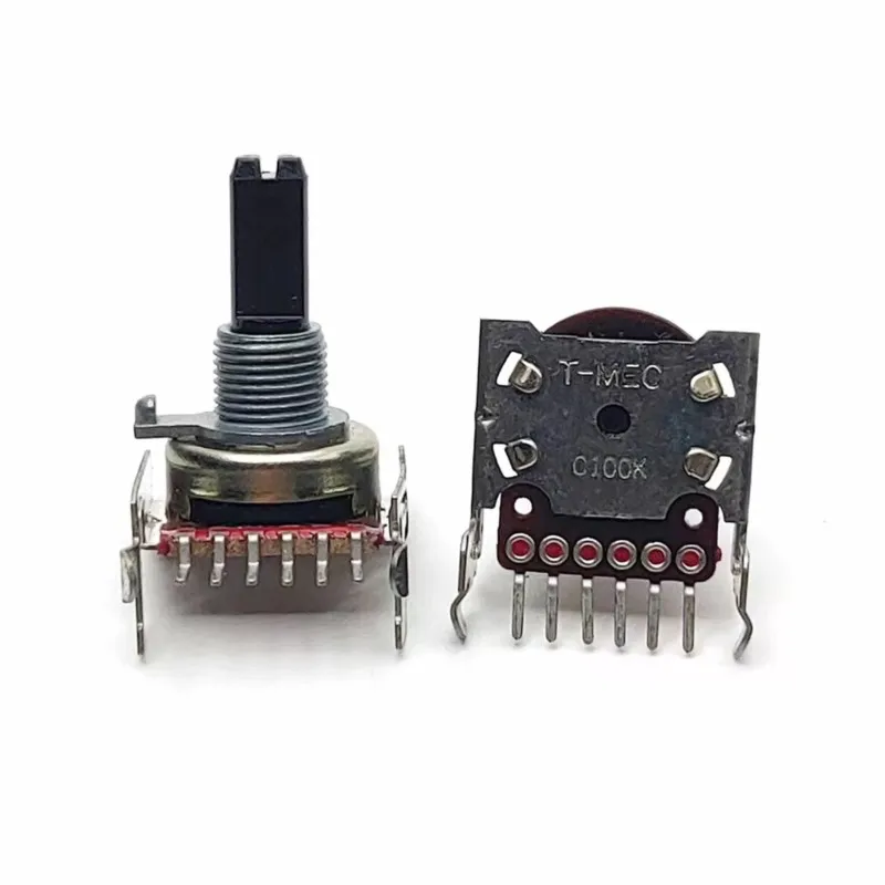 

2PCS 161 Horizontal Dual Power Amplifier Potentiometer C100K With Midpoint Handle Length 20MM
