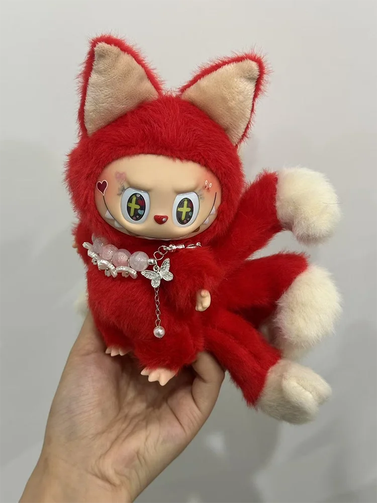 Labubu-style 17CM plush doll with vinyl face and soft costume – collectible gift toy with free shipping to Singapore.