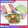 Silicone Lunch Box Food Grade Crisper Microwave Special Heating Lunch Box Freezer and Oven Safe Lunch Snack and Food Container 1