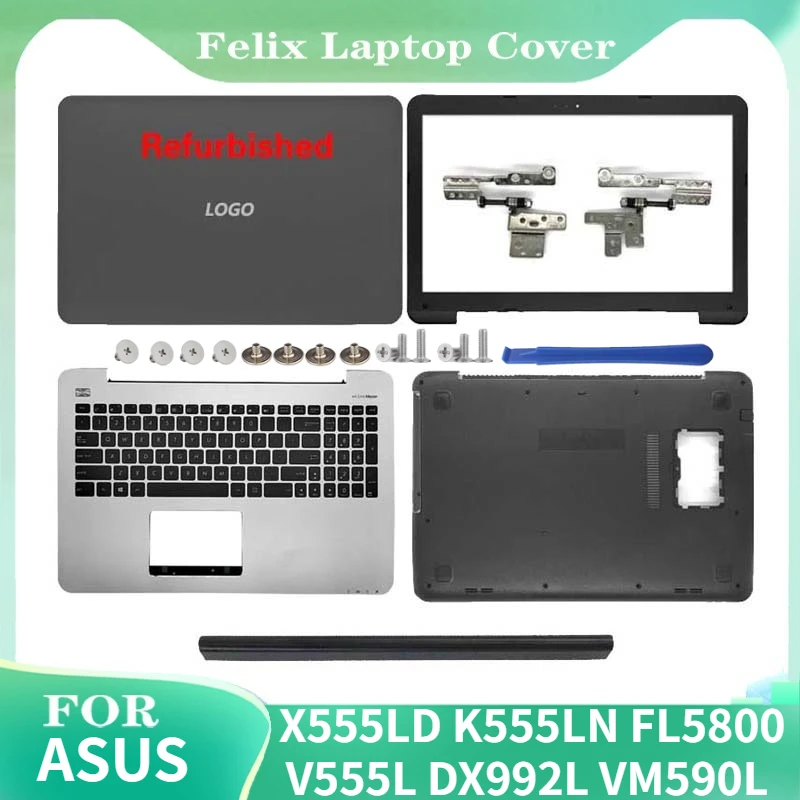 

NEW For ASUS X555LD K555LN FL5800 V555L DX992L VM590L Laptop LCD Back Cover/Front Bezel/Hinges Palmrest Lower Bottom Case
