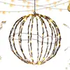 Outdoor LED Ball Light Fold Metal Frame Ball Tree Hanging Light Christmas Sphere Lantern Home landscape holiday lighting Decor 1