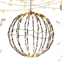 Outdoor LED Ball Light Fold Metal Frame Ball Tree Hanging Light Christmas Sphere Lantern Home landscape holiday lighting Decor 1