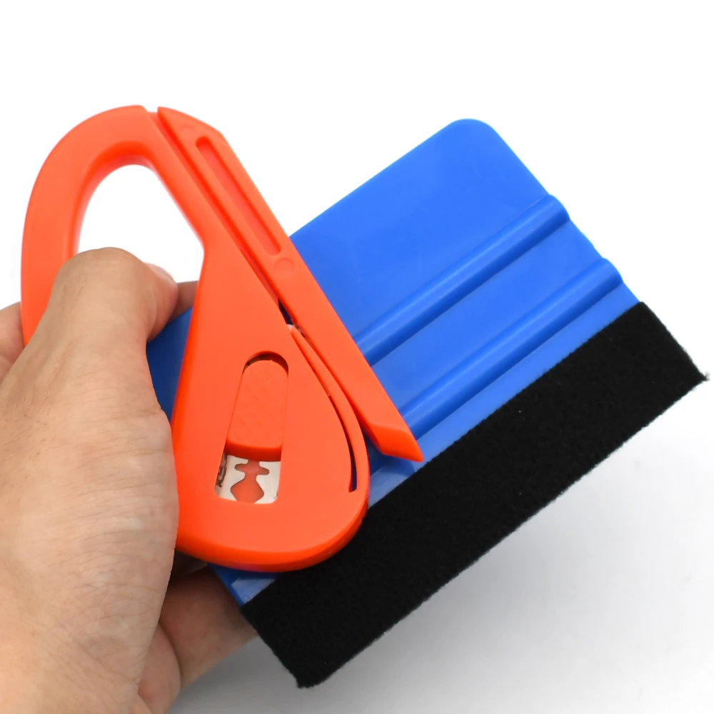 Car Vinyl Wrap Tool Set Film Cutter Squeezing Scraper Carbon Fiber