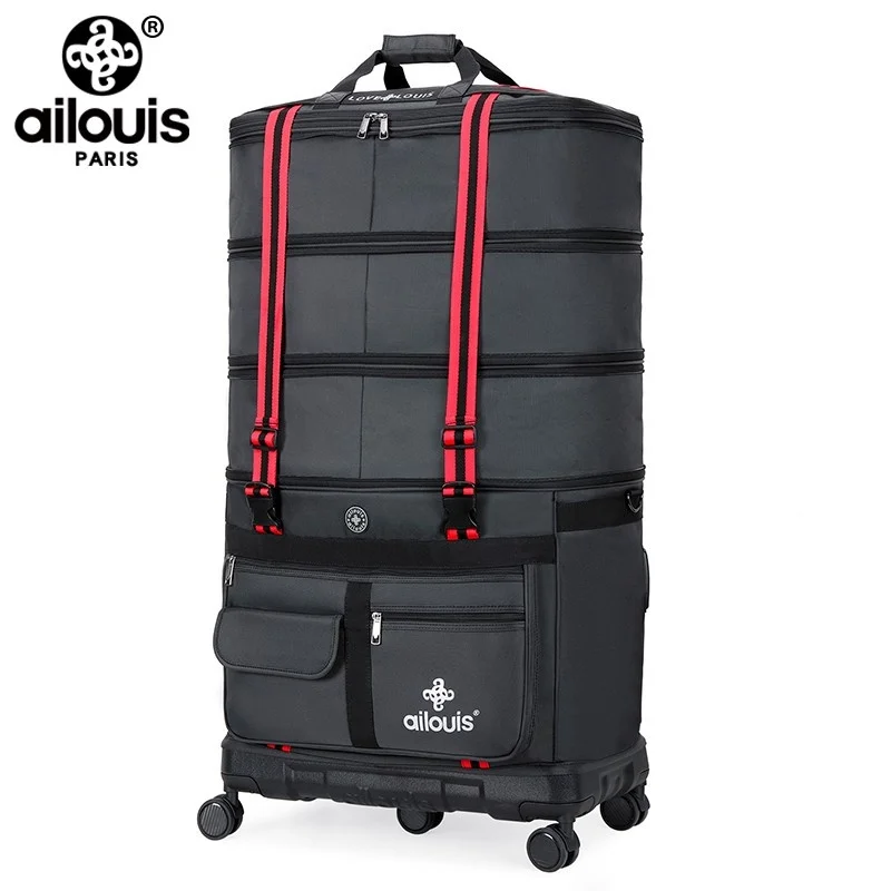 ailouis Expandable Extra Large Wheeled Travel Duffel Luggage Bag 36 inch Black