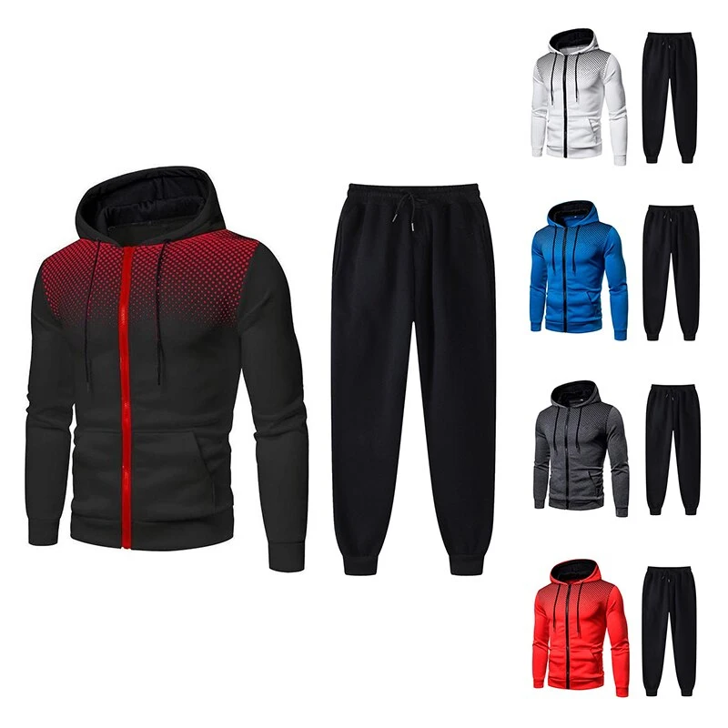 Men Tracksuit Two Piece Set sports suit Polyester Sweatshirt and Pants Outfit Sportswear Suit Hooded Hoodies Male Sweatshirts Size M-4XL