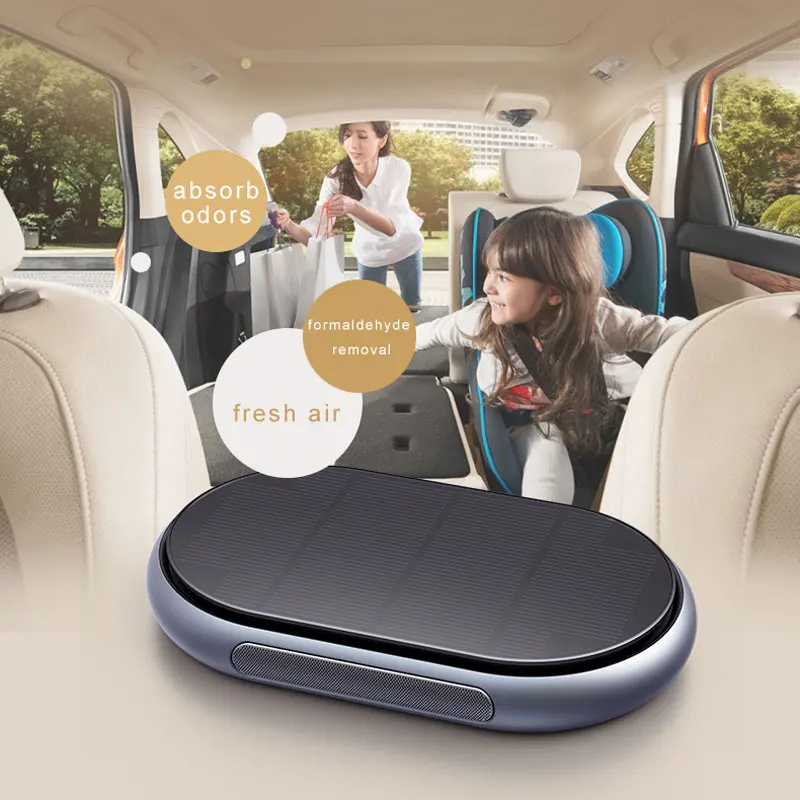 Solar Car Air Purifier 4000mah Smoke Remover HEPA Purifier Breath Protection Smart Interior Air Cleaner Deodorant for Cars Home