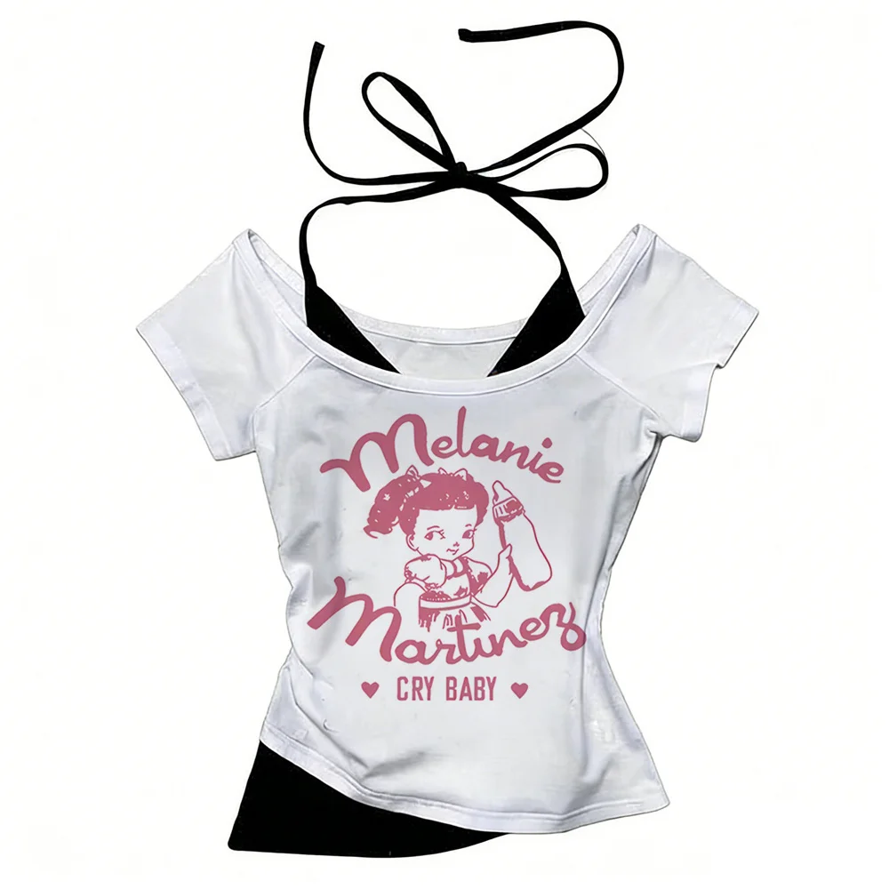 Melanie Matinez Crop Top Damen Kawaii lustiges Grunge Emo Harajuku T-Shirt Goth Kawaii Manga süßes Meme – Detail 7