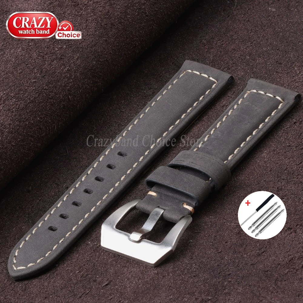 Calfskin Leather Sport Watch Band - Crazy Horse Finish, Universal Fit