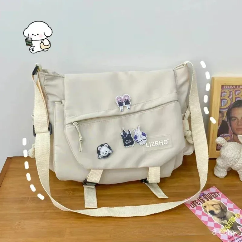 Shoulder Bag Ladies Handbag Messenger Bag Japanese School Korean Single Shoulder Girl Student Hong Kong Style Retro Large Capacity Postman Women's