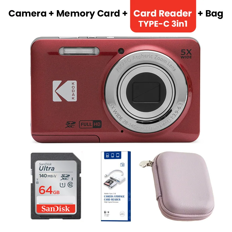 KODAK PIXPRO FZ55-RD 16MP デジタルカメラ 5X 光学ズーム 28mm