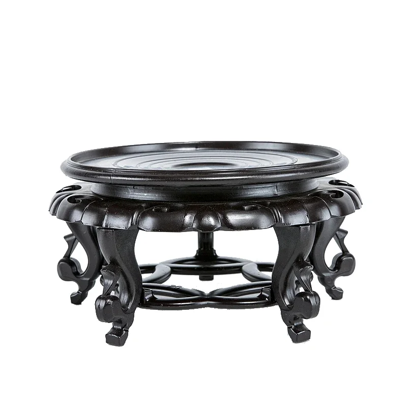 Round Plant Stand Black Vintage Plastic Resin Vase Stand Fishbowl shelf for Indoor Plant Holder Vase Display support Asian