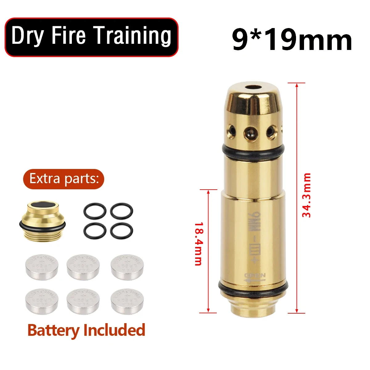Tactical 9mm/380ACP/38SPL/40S&W/223Rem/45ACP/7.62x39 Red Dot Laser Training Bullet Dry Fire Laser Trainer Cartridge dry fire laser trainer